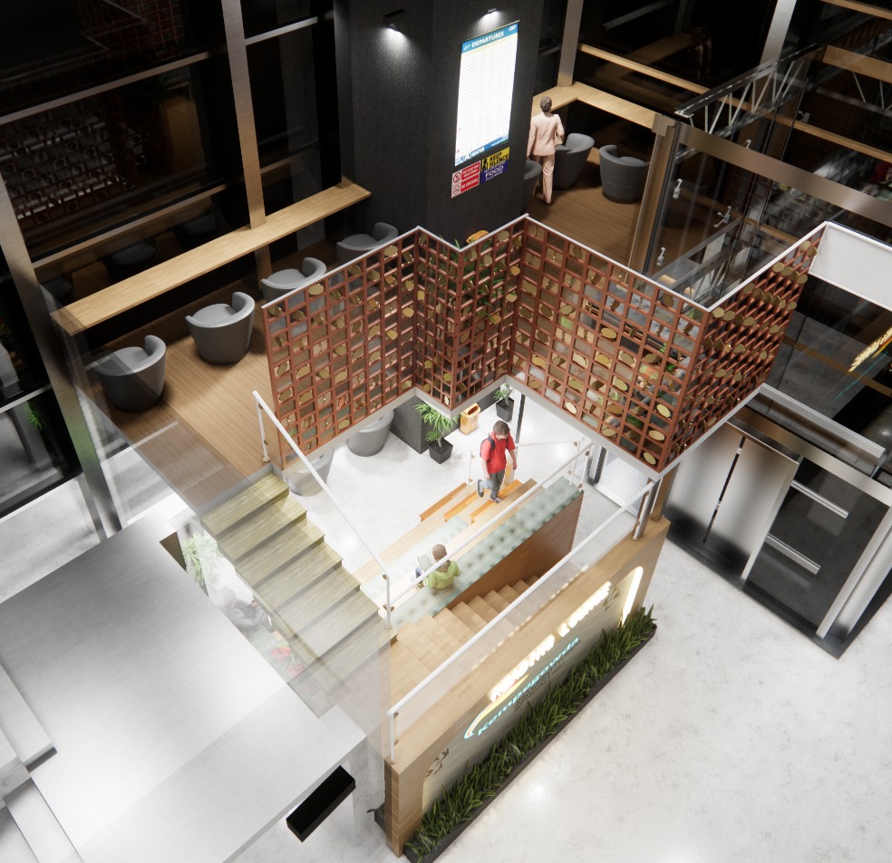 Timber bookshelf wall with integrated lighting and display niches