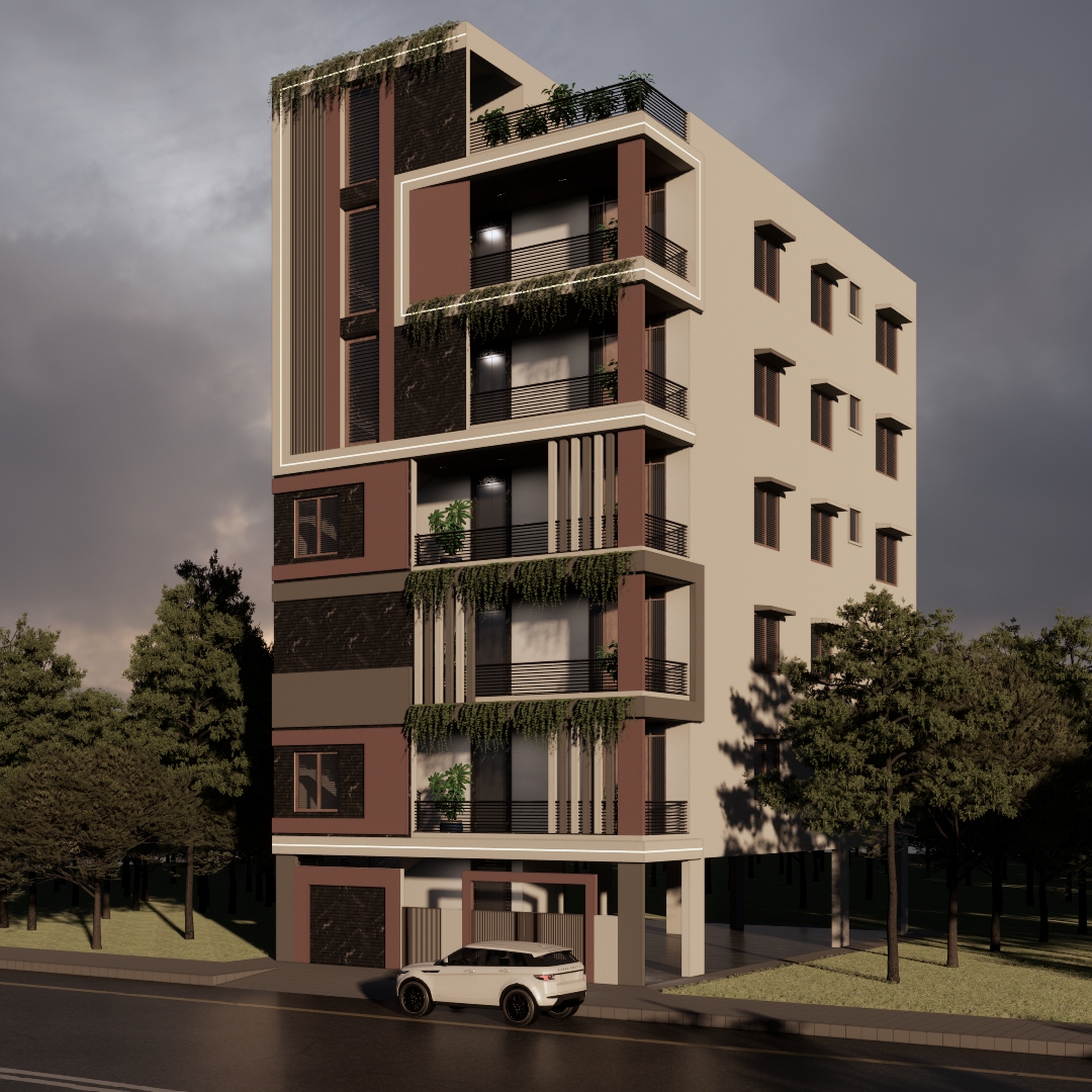 Perforated metal screen and balcony detail