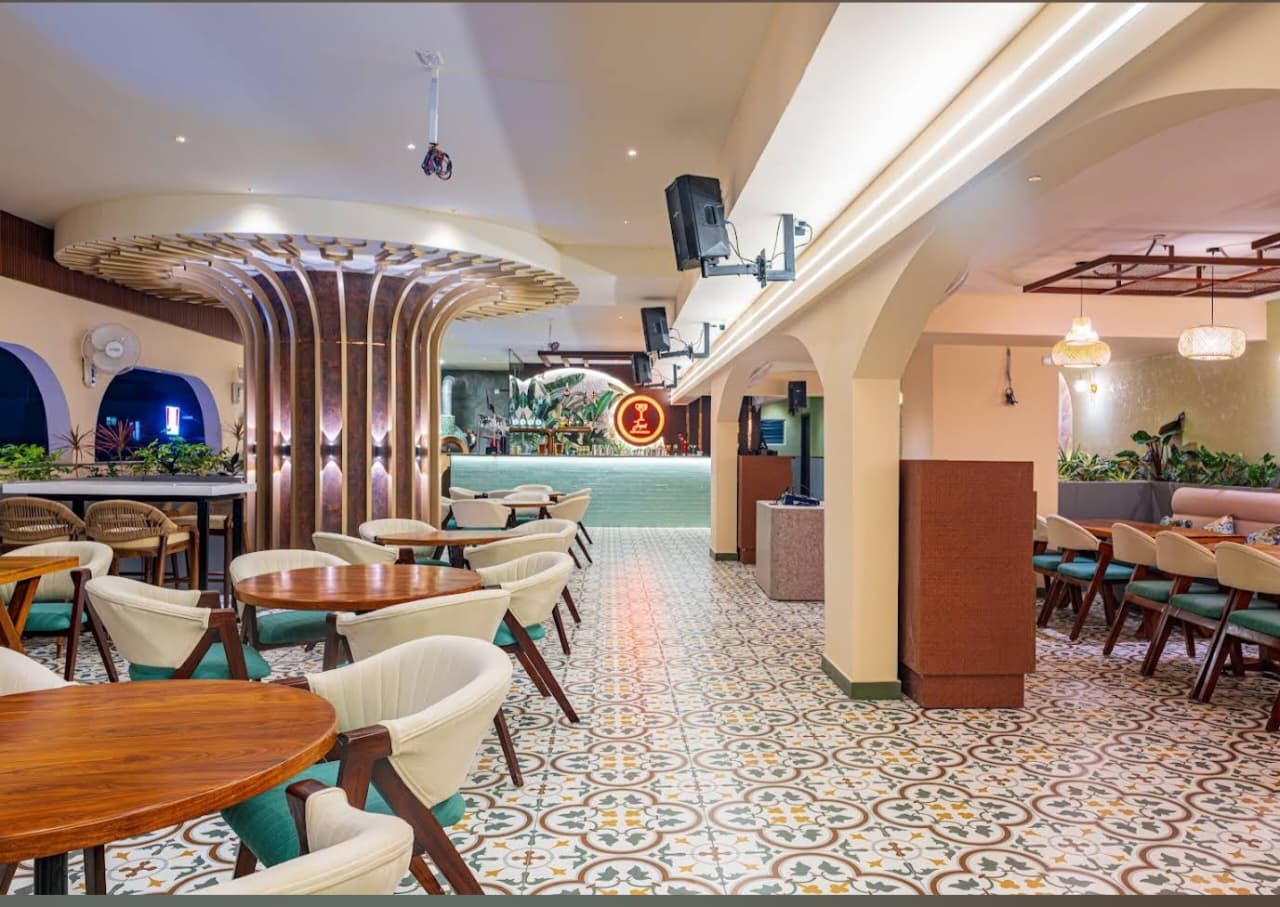 Custom banquette seating and sculptural furniture